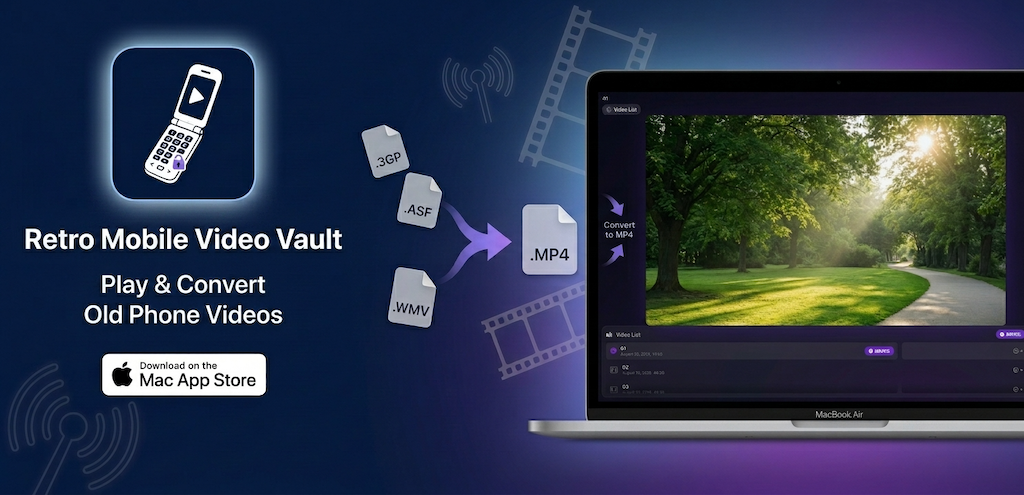 Retro Mobile Video Vault – convert .3GP/.ASF/.WMV to MP4 and play in the app